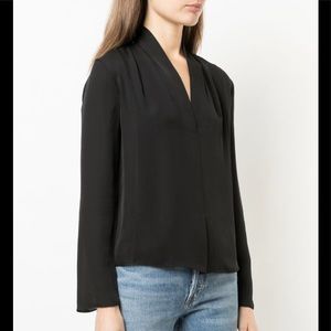Vince Drape Neck Silk Blouse
